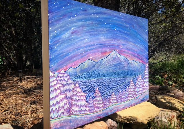 A Wintry Night Sky Over Pagosa Peak Painting