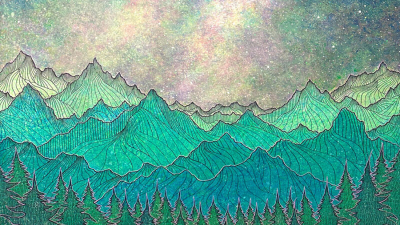 Emerald Summer Night – Colorado Night Sky Painting